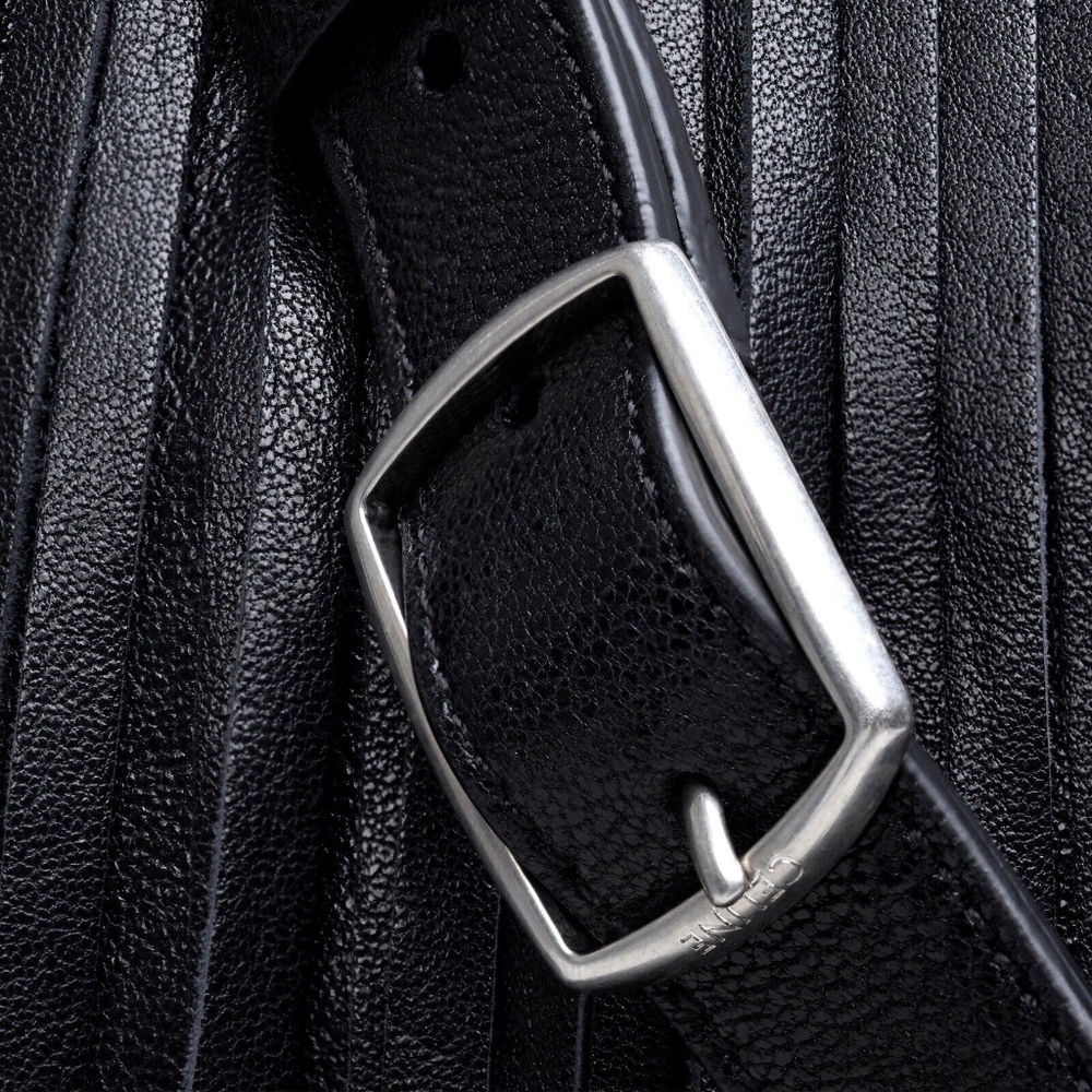 CELINE by Hedi Slimane RARE Fringe Black Bucket Bag in Studded Lambskin Leather! - Picture 8 of 13